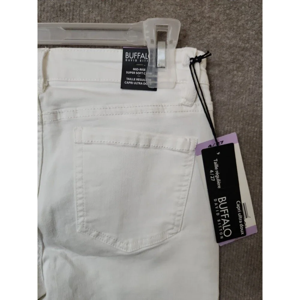 Buffalo David Bitton Aubrey Super Soft Capri Jeans Womens 4 27 White NEW